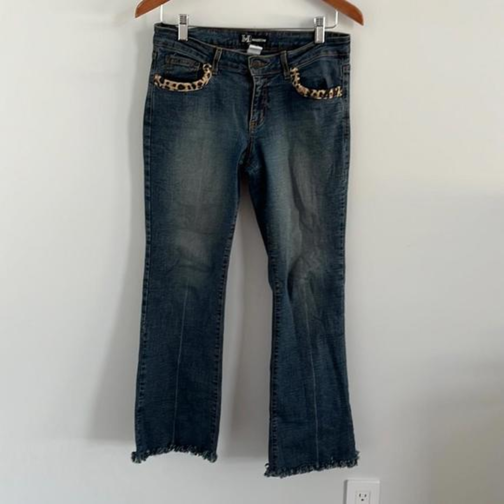 Massconi jeans cheetah detail on pockets‎